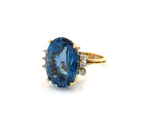 Load image into Gallery viewer, Yellow gold blue topaz and diamond ring
