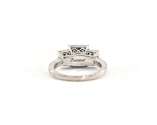 Load image into Gallery viewer, Past, Present, Future Princess-cut Diamond Halo Engagement Ring
