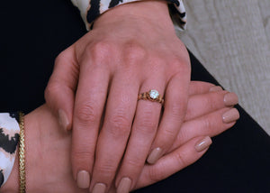 Antique Diamond and Enamel Engagement Ring