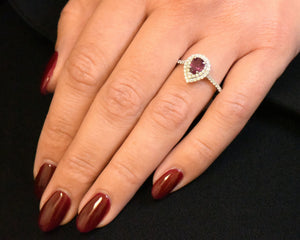 Ruby and Double Diamond Halo Ring