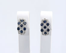 Load image into Gallery viewer, 14K White Gold Earrings Set With Sapphires and Diamonds
