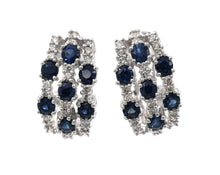 Load image into Gallery viewer, 14K White Gold Earrings Set With Sapphires and Diamonds
