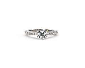 14K white gold GIA certified round brilliant cut diamond engagement ring.