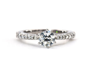 14K white gold GIA certified round brilliant cut diamond engagement ring.