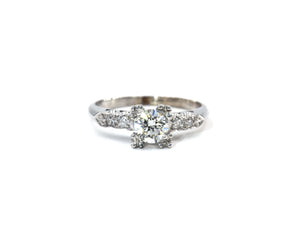 Vintage Circa 1950s 14K White Gold Diamond Engagement Ring