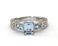 Load image into Gallery viewer, 14K white gold and Aquamarine ring.
