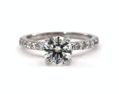 14K white gold and diamond engagement style ring