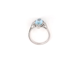 18K white gold aquamarine and diamond ring.