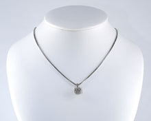 Load image into Gallery viewer, 14k white gold round diamond solitaire pendant on 14k white gold box link chain
