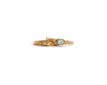Load image into Gallery viewer, 14K yellow gold + 18k white gold diamond engagement ring and wedding band set.
