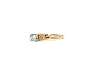 14K yellow gold + 18k white gold diamond engagement ring.