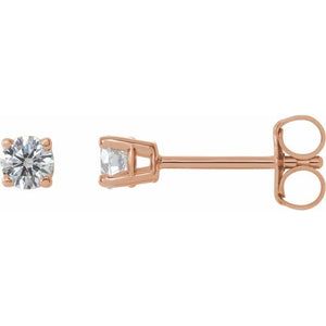 14k Rose Gold Round Diamond Stud Earrings