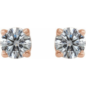 14k Rose Gold Round Diamond Stud Earrings