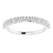 Load image into Gallery viewer, 14k white gold shared-prong 1/2CTW round brilliant cut diamond wedding band.
