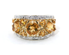Load image into Gallery viewer, 14k yellow gold ring set with citrines and diamonds.
