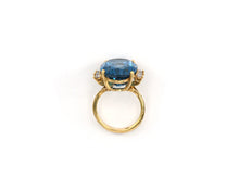 Load image into Gallery viewer, Yellow gold blue topaz and diamond ring
