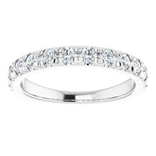 Load image into Gallery viewer, Round diamond wedding band in 14k white gold.
