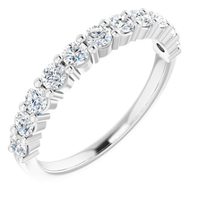 Load image into Gallery viewer, 14k white gold shared-prong round brilliant cut diamond wedding band
