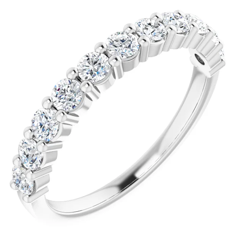 14k white gold shared-prong round brilliant cut diamond wedding band
