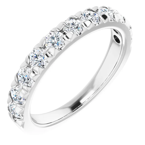 14k white gold French-set diamond wedding band