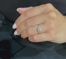 Load and play video in Gallery viewer, Vintage Platinum Engagement Ring Set With Old European and Single Cut Diamonds
