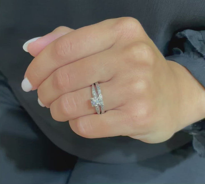Vintage 14K White Gold Signed Prism-Lite Diamond Engagement Style Ring