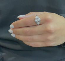 Load and play video in Gallery viewer, Vintage 14K White Gold Ring Set With Old European Cut Diamonds
