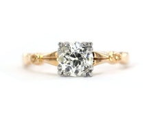 Load image into Gallery viewer, Vintage 14K yellow and white gold diamond solitaire engagement ring.

