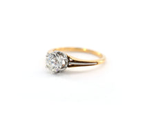 Load image into Gallery viewer, Antique 18K Yellow Gold and Platinum Ring Six Prong Set With an Old Mine Diamond.
