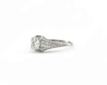Load image into Gallery viewer, Antique Platinum and Diamond Bypass Style Engagement Ring
