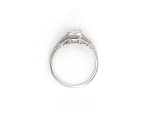 Antique Platinum and Diamond Bypass Style Engagement Ring
