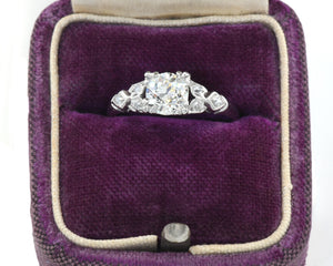 Vintage Platinum Engagement Ring Set With Old European and Single Cut Diamonds