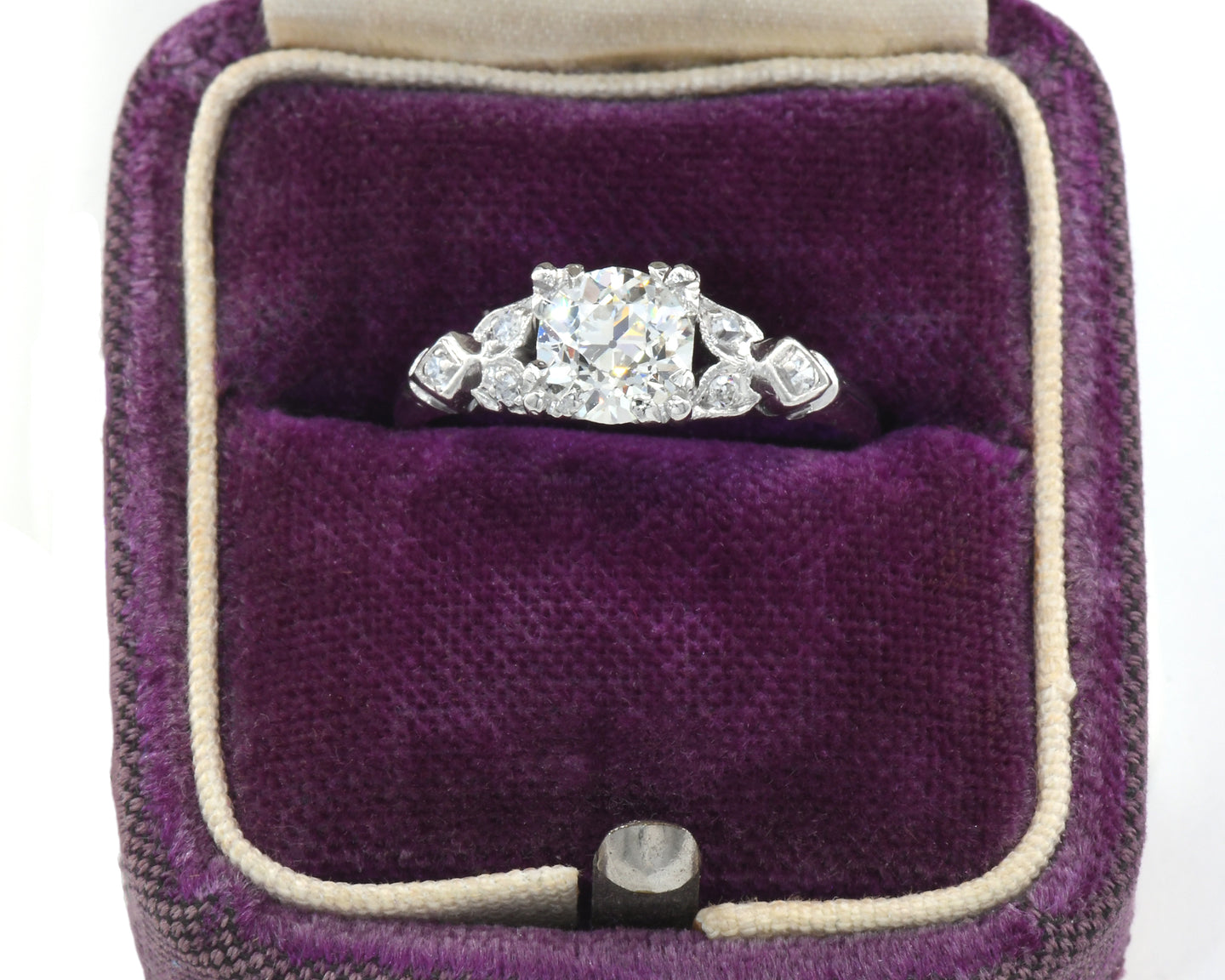 Vintage Platinum Engagement Ring Set With Old European and Single Cut Diamonds