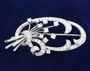 Vintage Platinum Signed JEC & Co. Brooch/Pendant Set With Diamonds