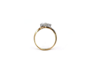 Antique Platinum and 14K Yellow Gold Ring Set With Old European And Rose Cut Diamonds.