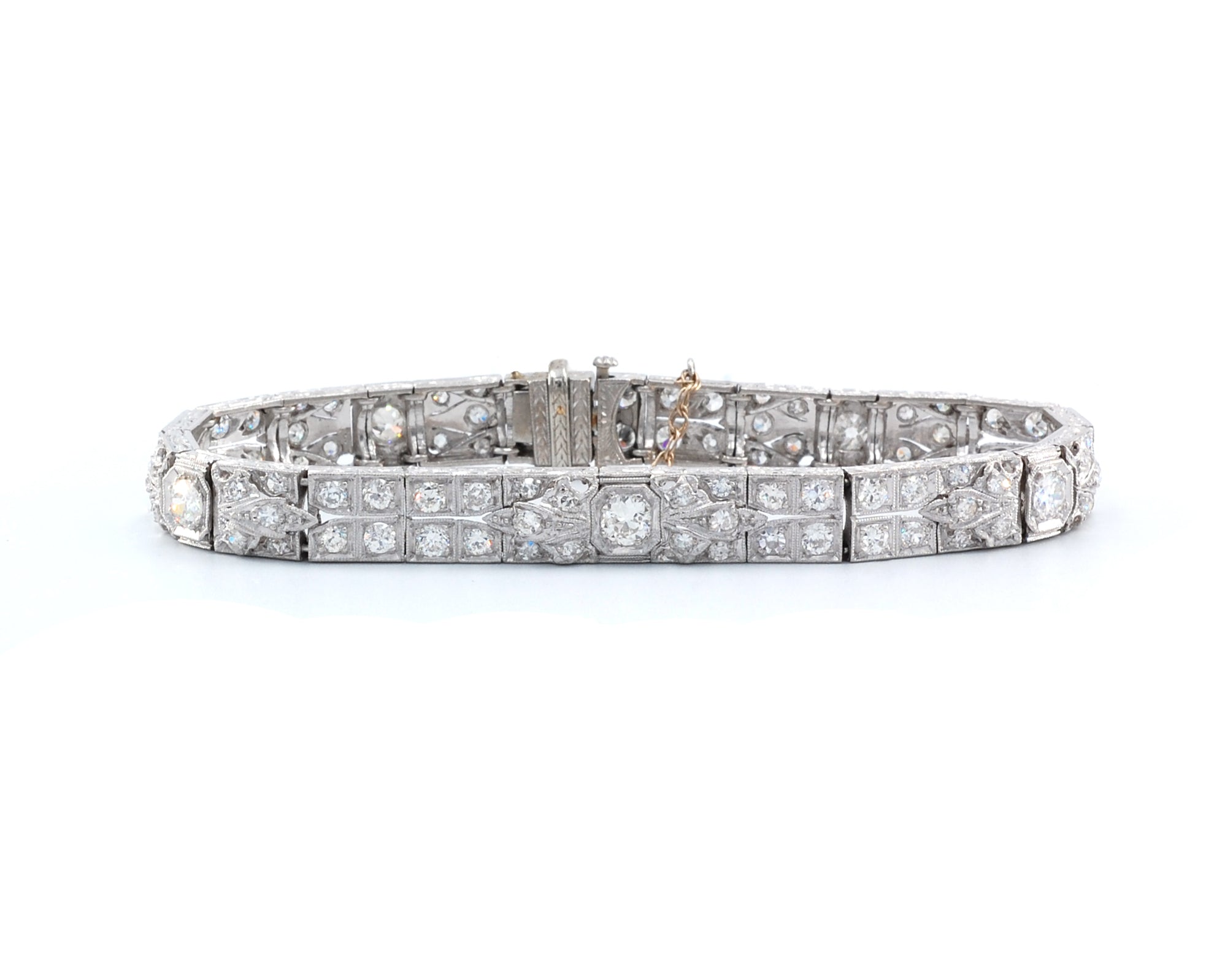 14K White Gold Diamond Tennis Antique Bracelet - Nazar's & Co. Jewelers