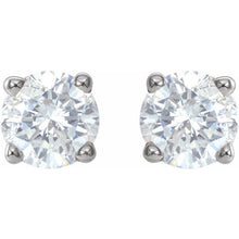 Load image into Gallery viewer, Round Diamond Stud Earrings in 14k White Gold
