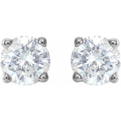 Round Diamond Stud Earrings in 14k White Gold