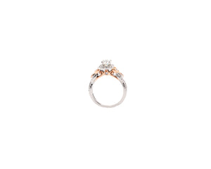 Rose Gold and White Gold Diamond Halo Engagement Ring