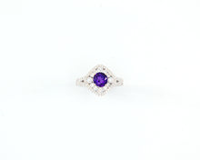 Load image into Gallery viewer, Amethyst and Diamond Halo Cocktail Ring
