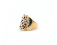 Load image into Gallery viewer, Estate 14K Yellow Gold Signed Sonia B Diamond Flowers Ring.
