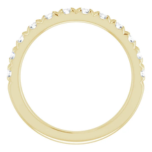 Load image into Gallery viewer, 14k yellow gold French-set round brilliant cut diamond wedding band.
