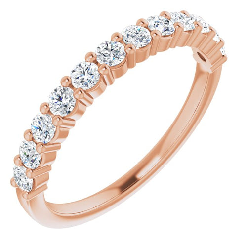 Rose Gold Shared Prong Round Diamond Wedding Band