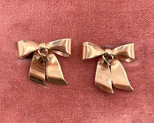 Load image into Gallery viewer, Vintage 14K Rose Gold Bow Earrings
