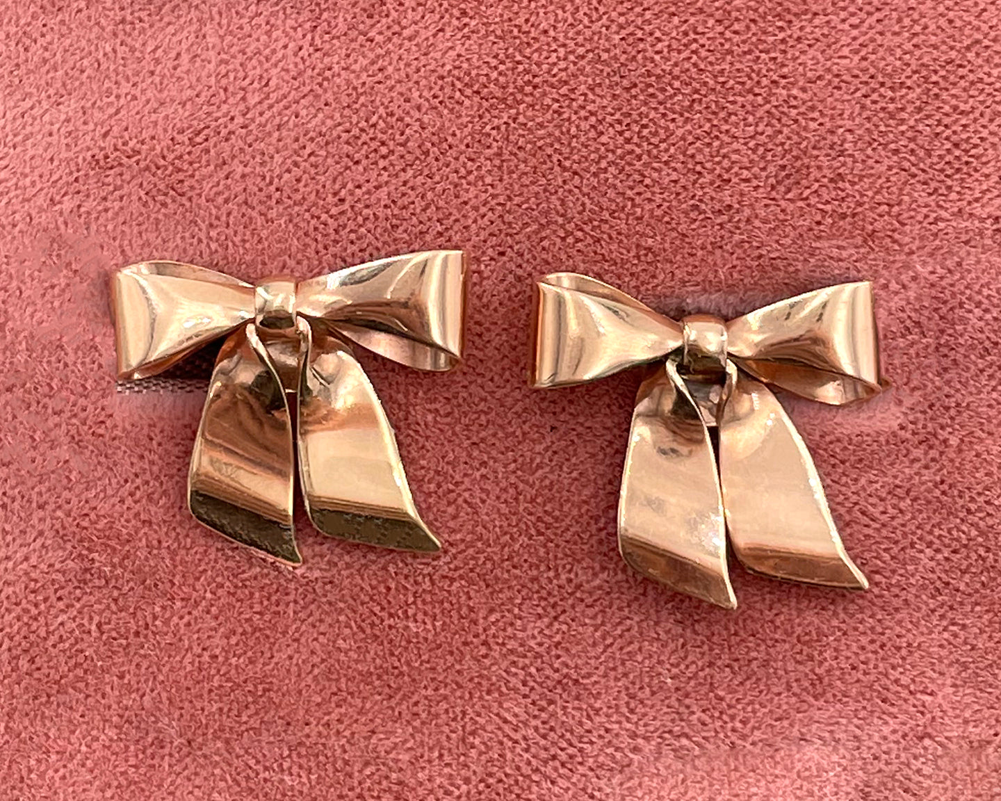 Vintage 14K Rose Gold Bow Earrings