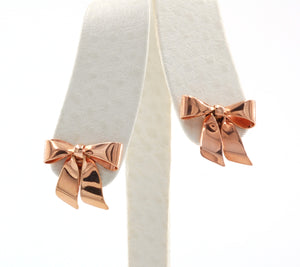 Vintage 14K Rose Gold Bow Stud Earrings.