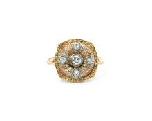 Load image into Gallery viewer, Vintage 14K yellow, white, and rose gold diamond ring
