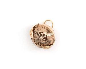 Vintage 14K Yellow Gold Ball Picture Locket Pendant Charm