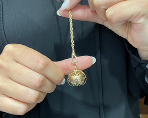 Vintage 14K Yellow Gold Ball Picture Locket Pendant Charm