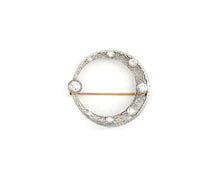 Load image into Gallery viewer, Vintage 14K Yellow Gold, Platinum And Diamond Circle Brooch
